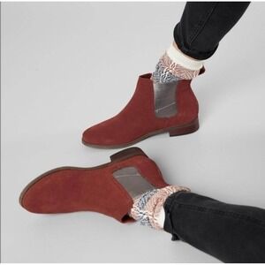 Toms Ella Suede Ankle Chelsea Boots Muscat 7 NWOB Capsule Wardrobe Boho Western